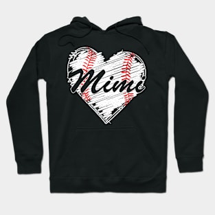 Baseball Mimi Retro Heart Baseball Grandma Mother's Day Hoodie